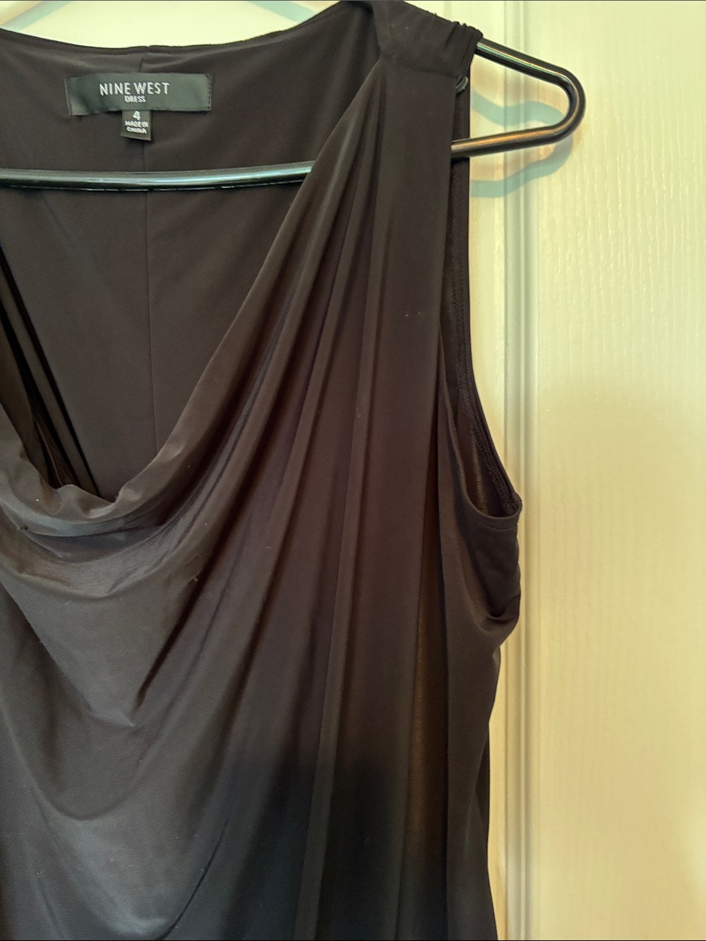 Nine West Black One-Shoulder Draped Evening Dress with Sequin Detail - Picture 5 of 5